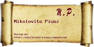 Mikolovits Piusz névjegykártya